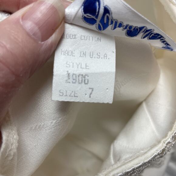 Vintage Sylvia Whyte Dress Girls 7 White Lace Collar Pleated Cottagecore Prairie - Picture 4 of 6